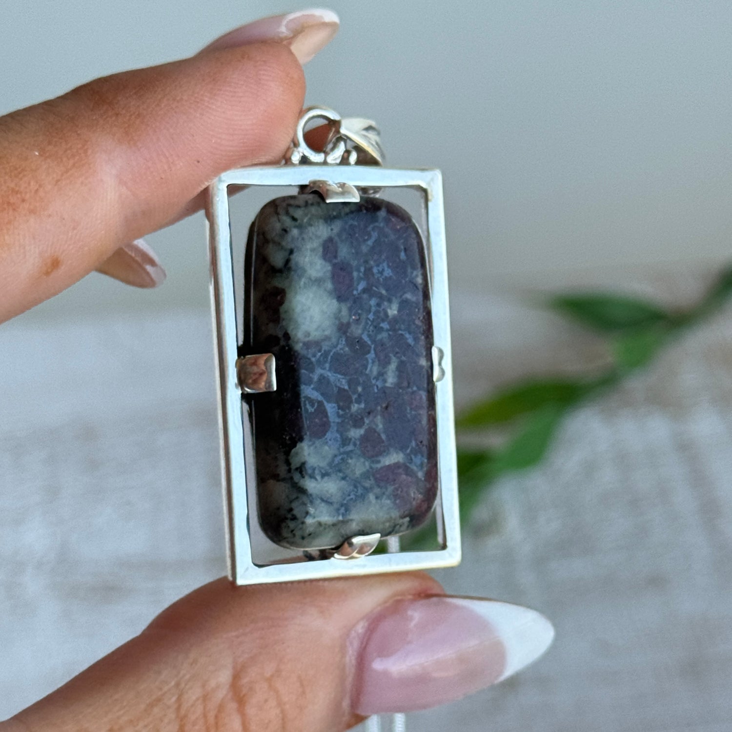 Eudialyte Rectangle Pendant 002