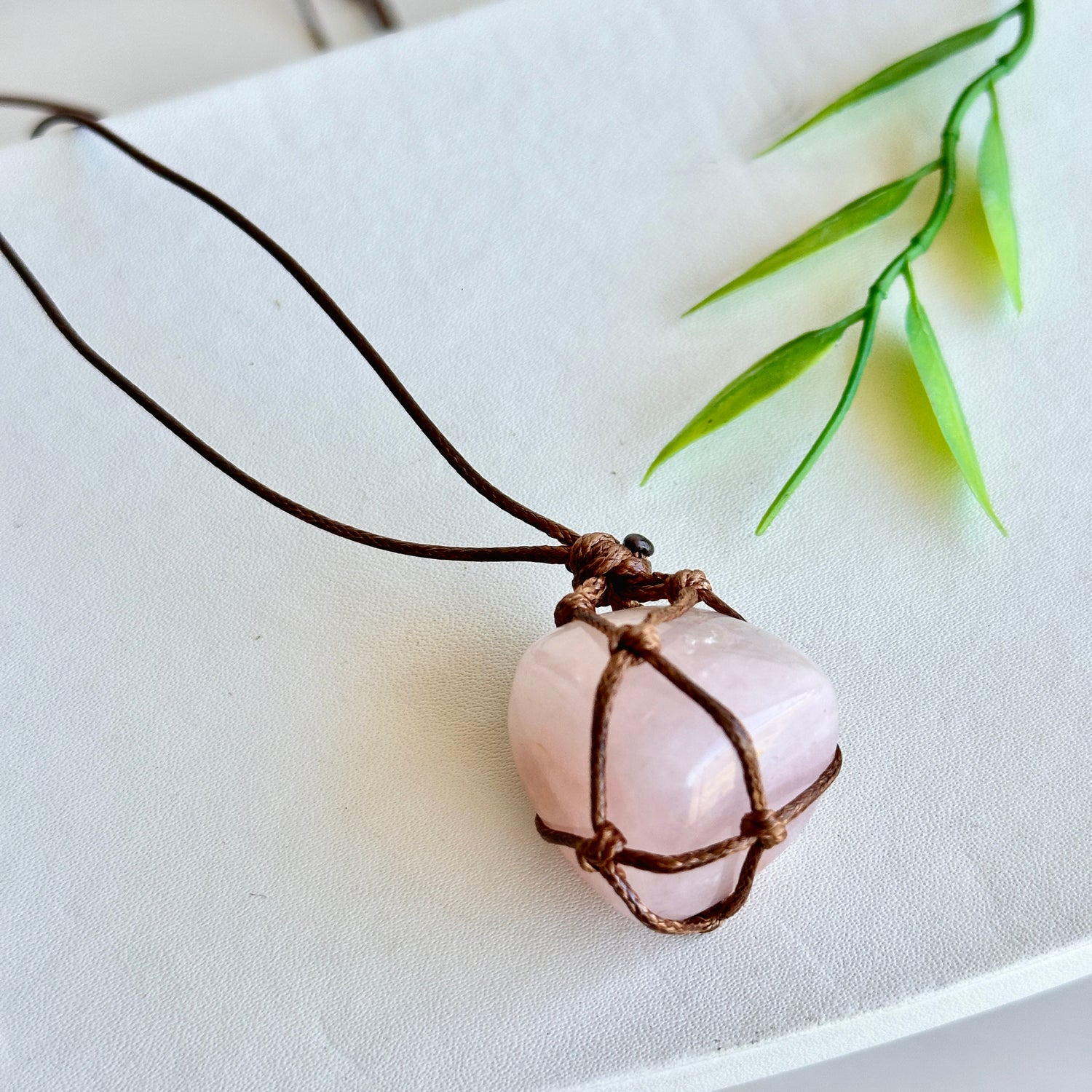Rose Quartz Large Tumble Rope Necklace