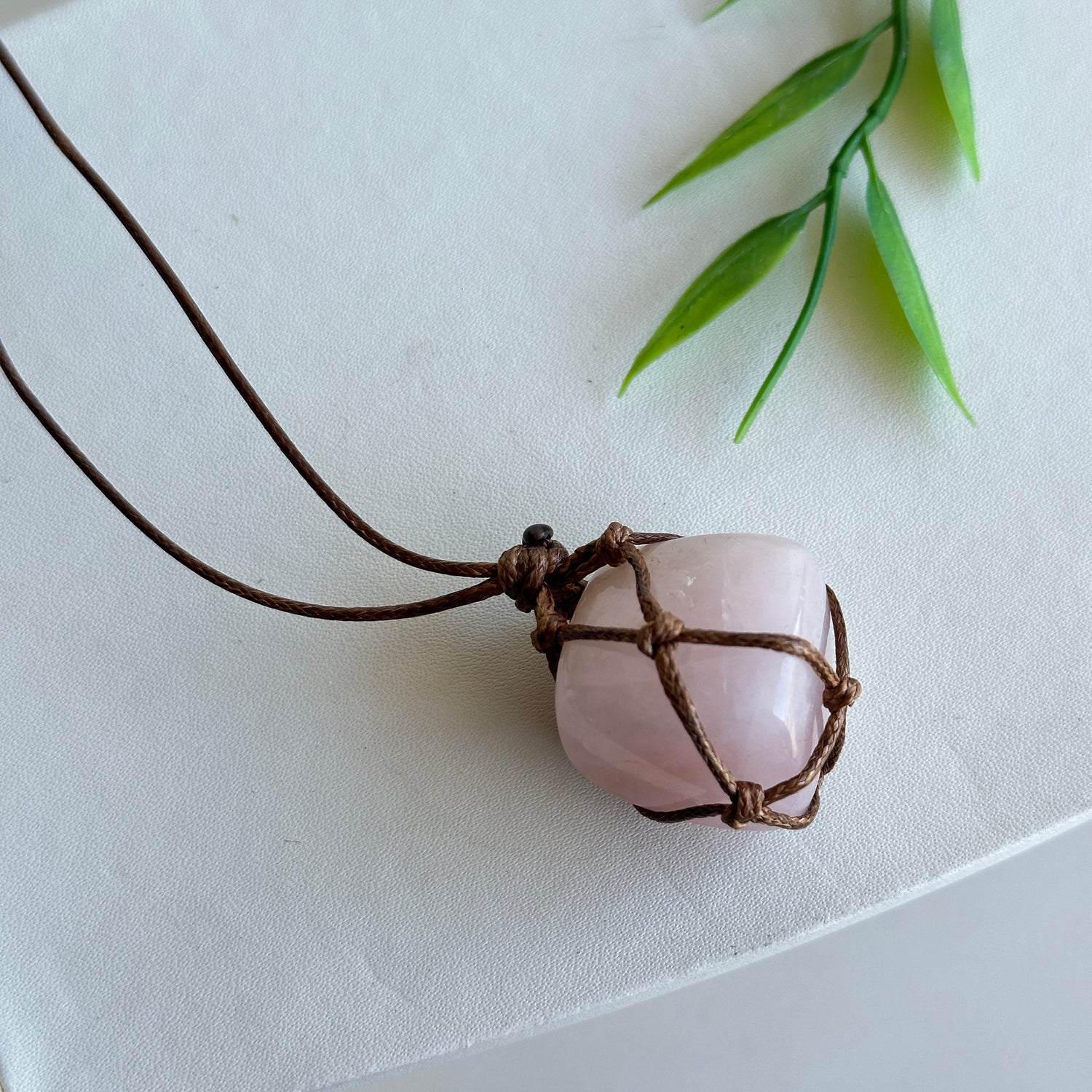 Rose Quartz Large Tumble Rope Necklace