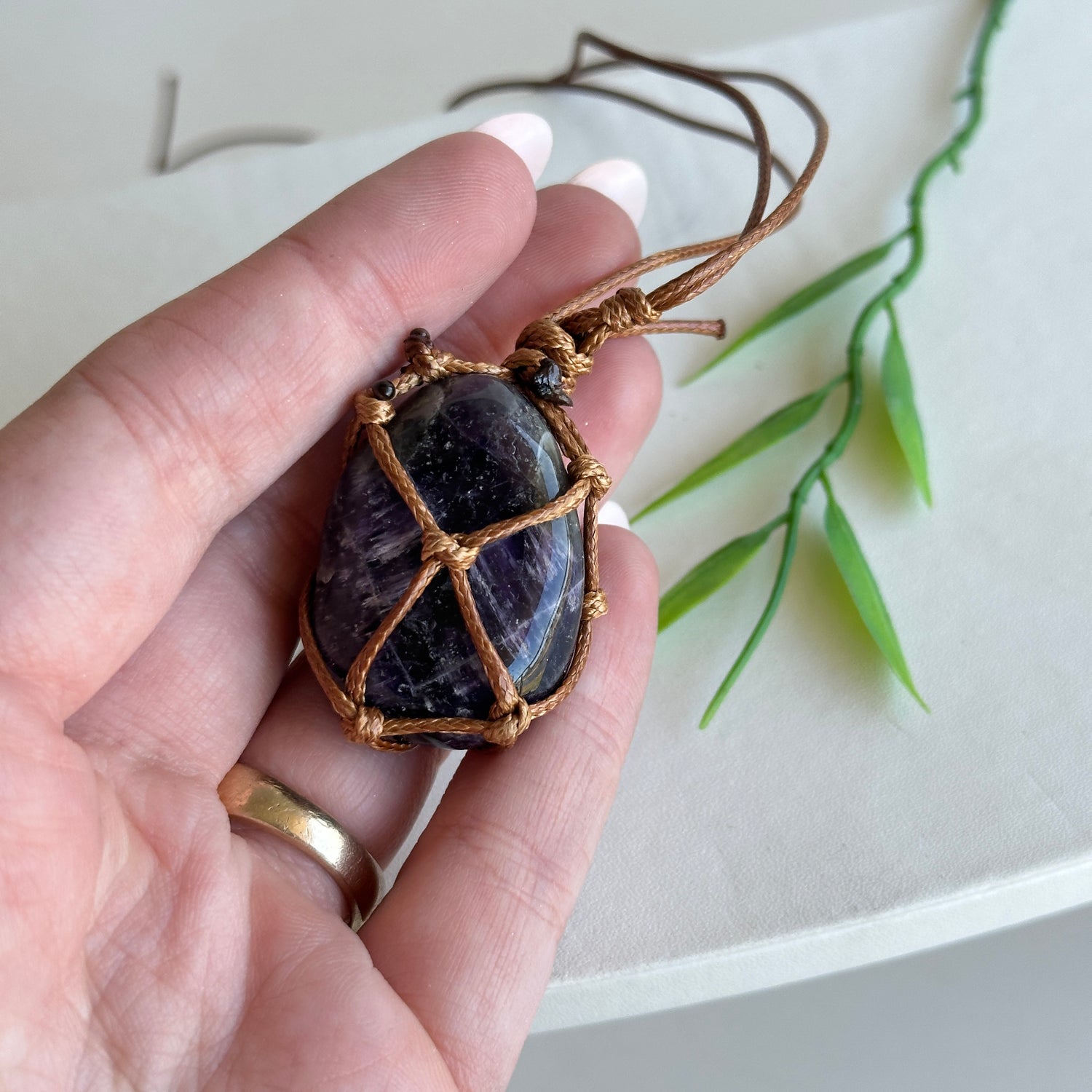 Amethyst Large Tumble Rope Necklace