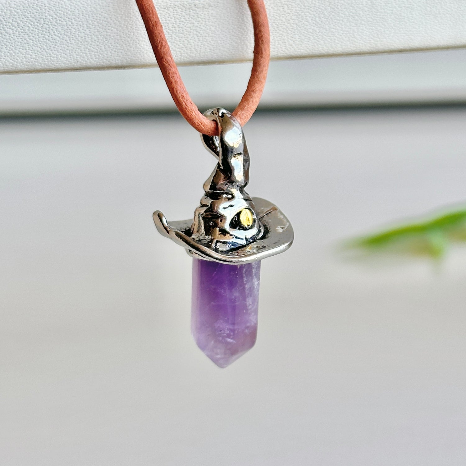 Amethyst Point Witches Hat Necklace