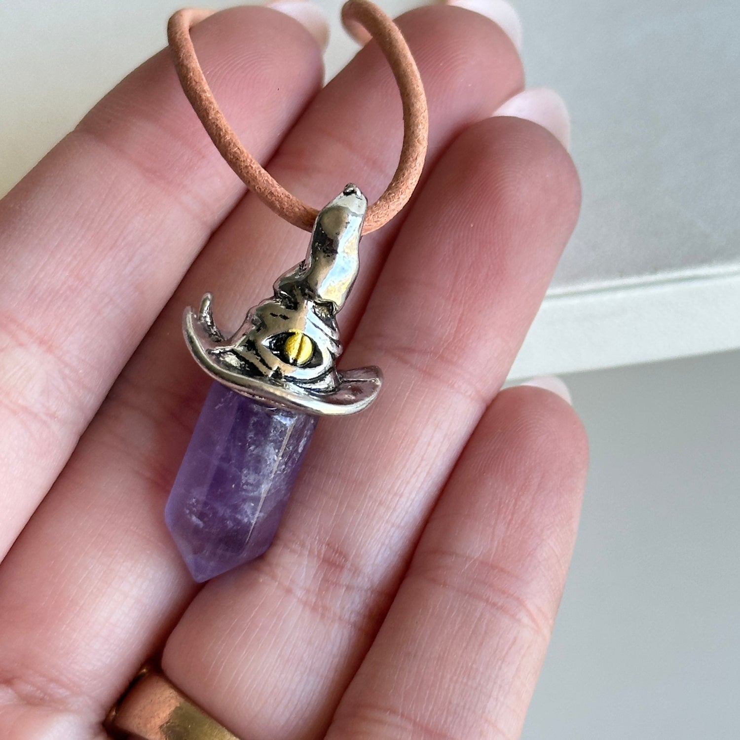 Amethyst Point Witches Hat Necklace