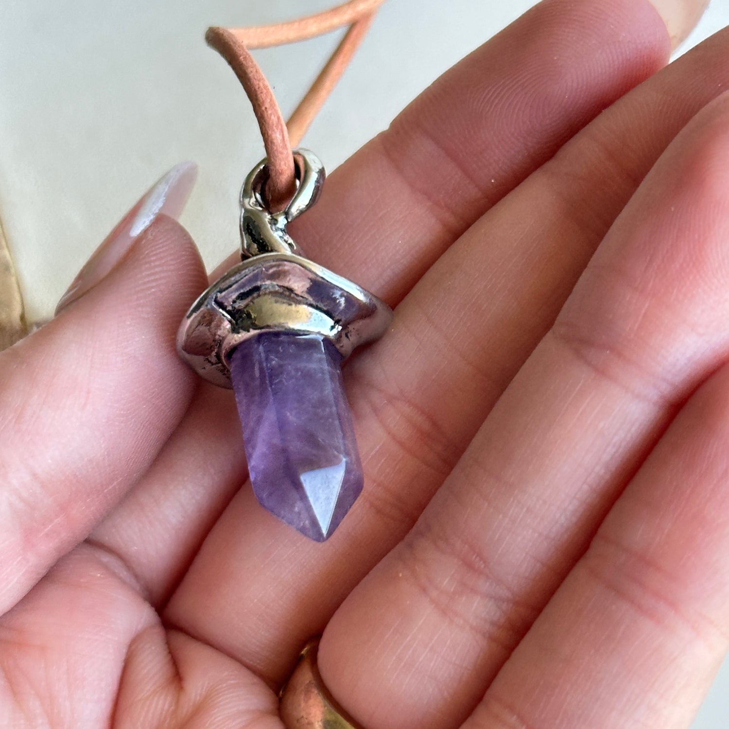 Amethyst Point Witches Hat Necklace