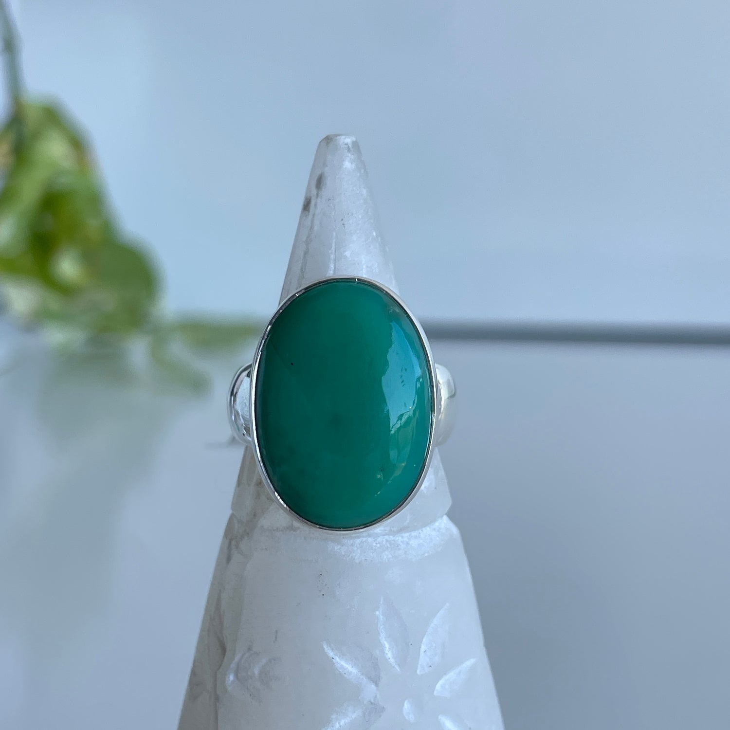 Chrysoprase Oval Ring Sz8