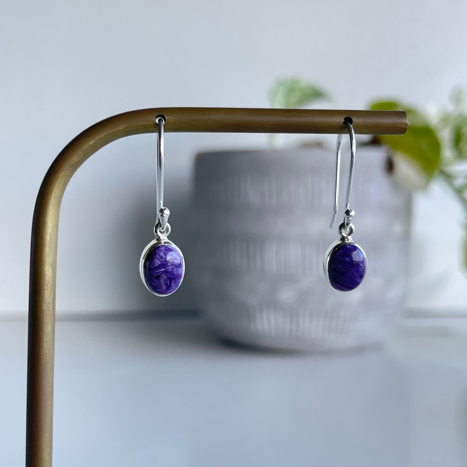 Charoite Oval Earrings 007