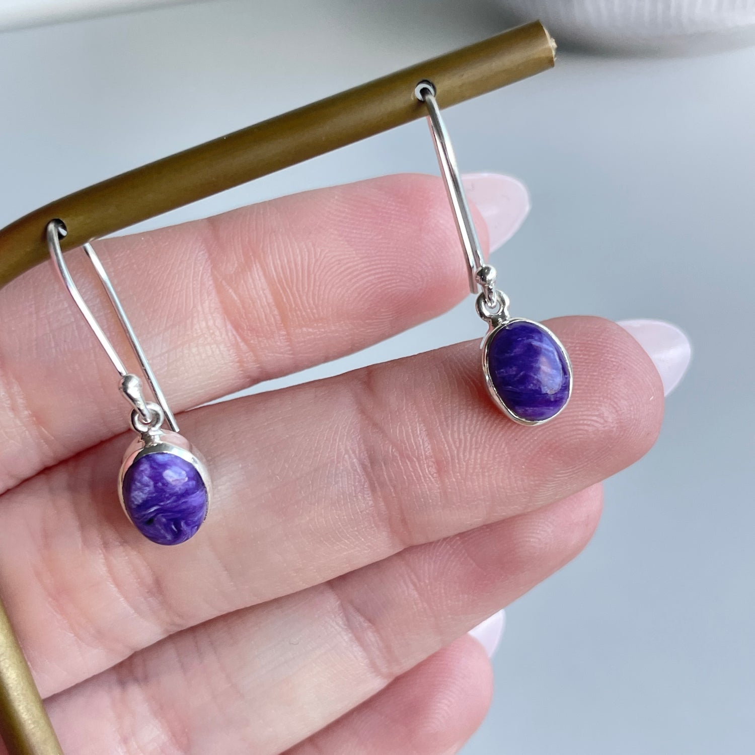 Charoite Oval Earrings 007