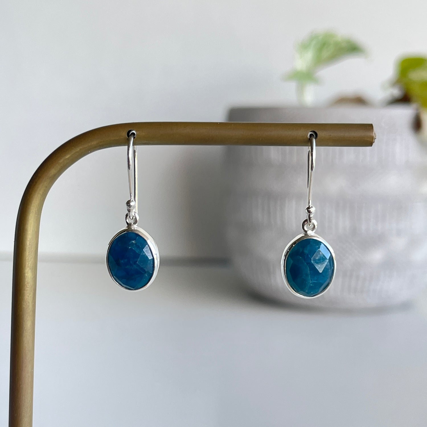Blue Apatite Oval Earrings 005