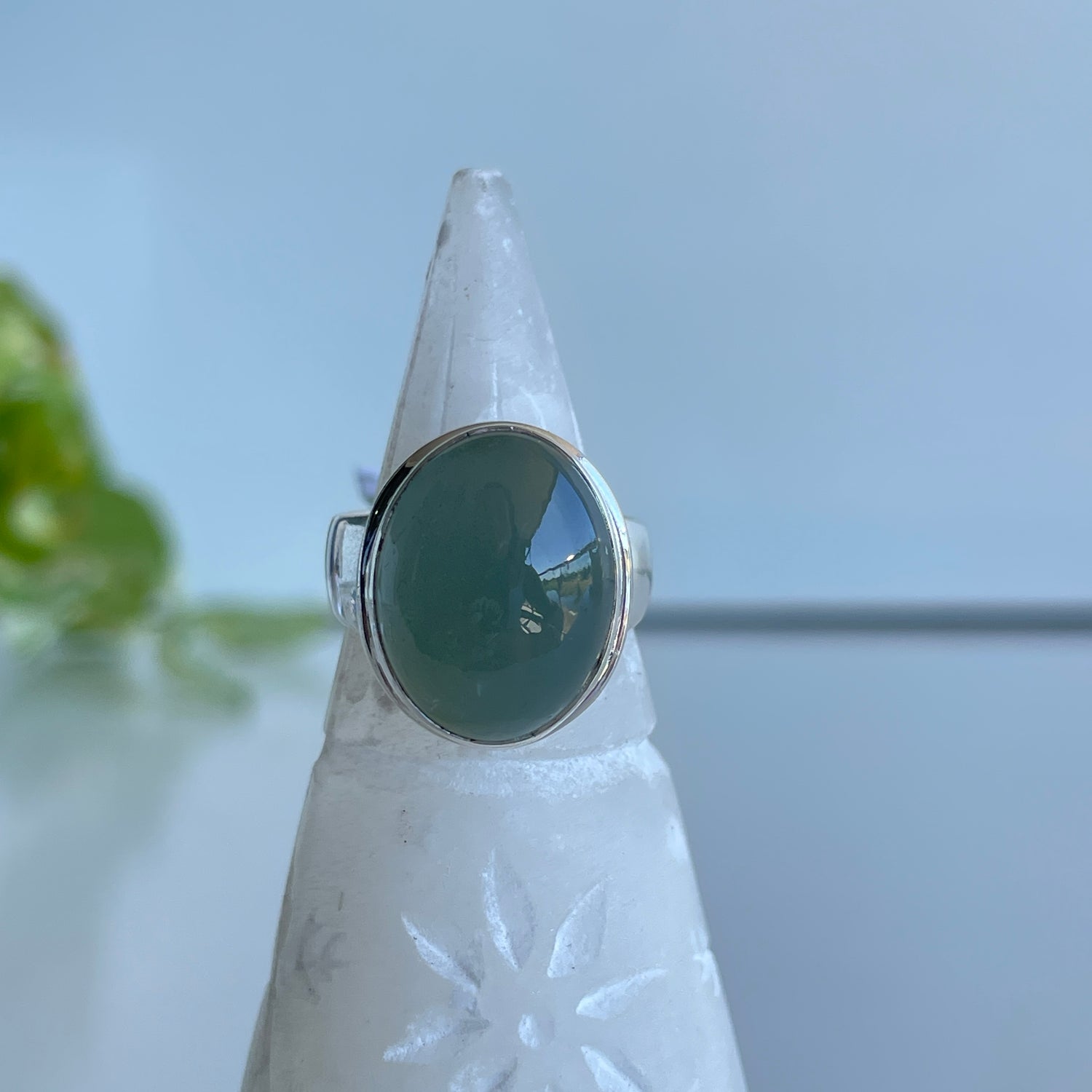 Aquamarine Oval Ring Sz7