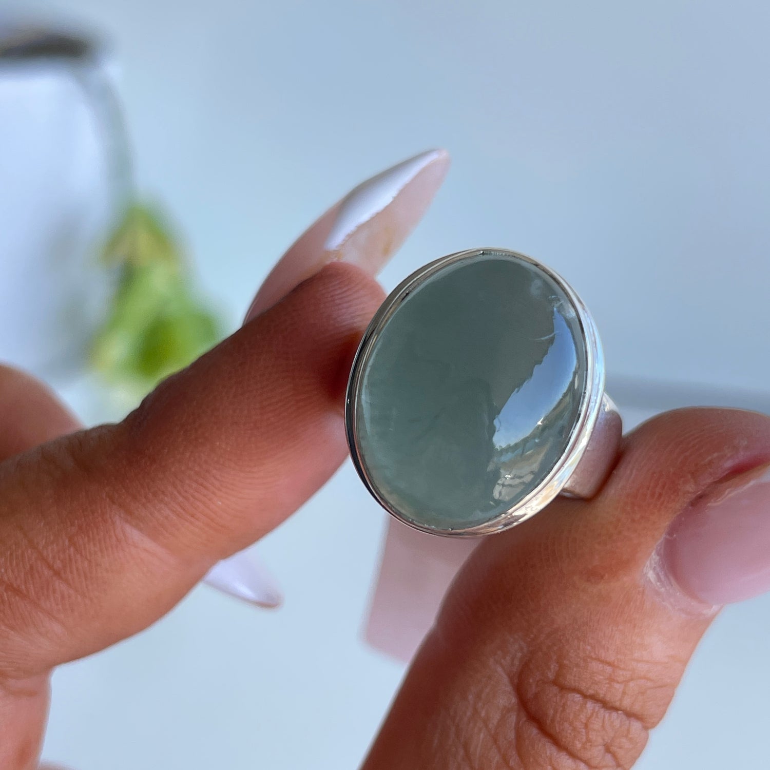 Aquamarine Oval Ring Sz7