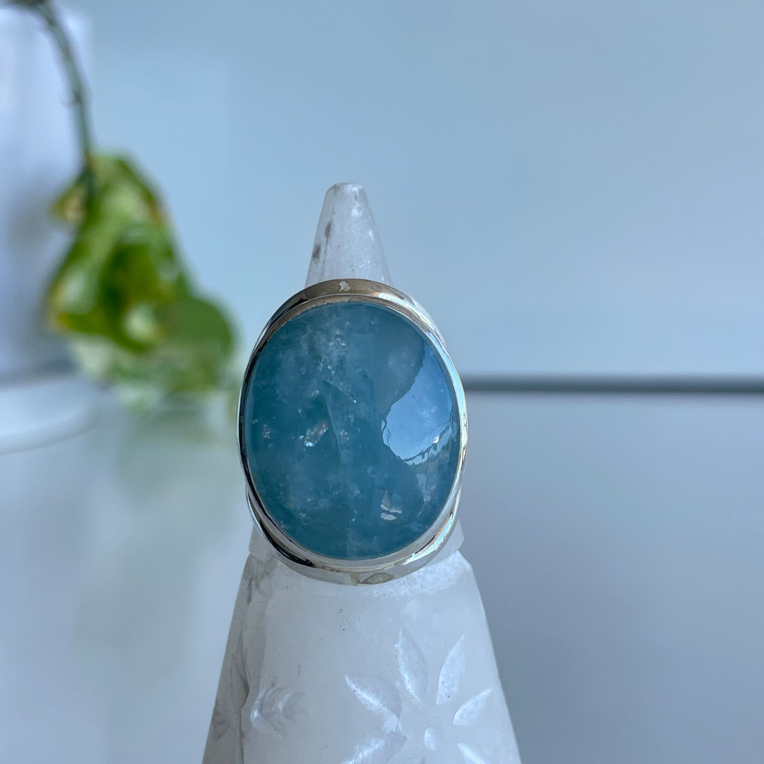 Aquamarine Oval Ring Sz7