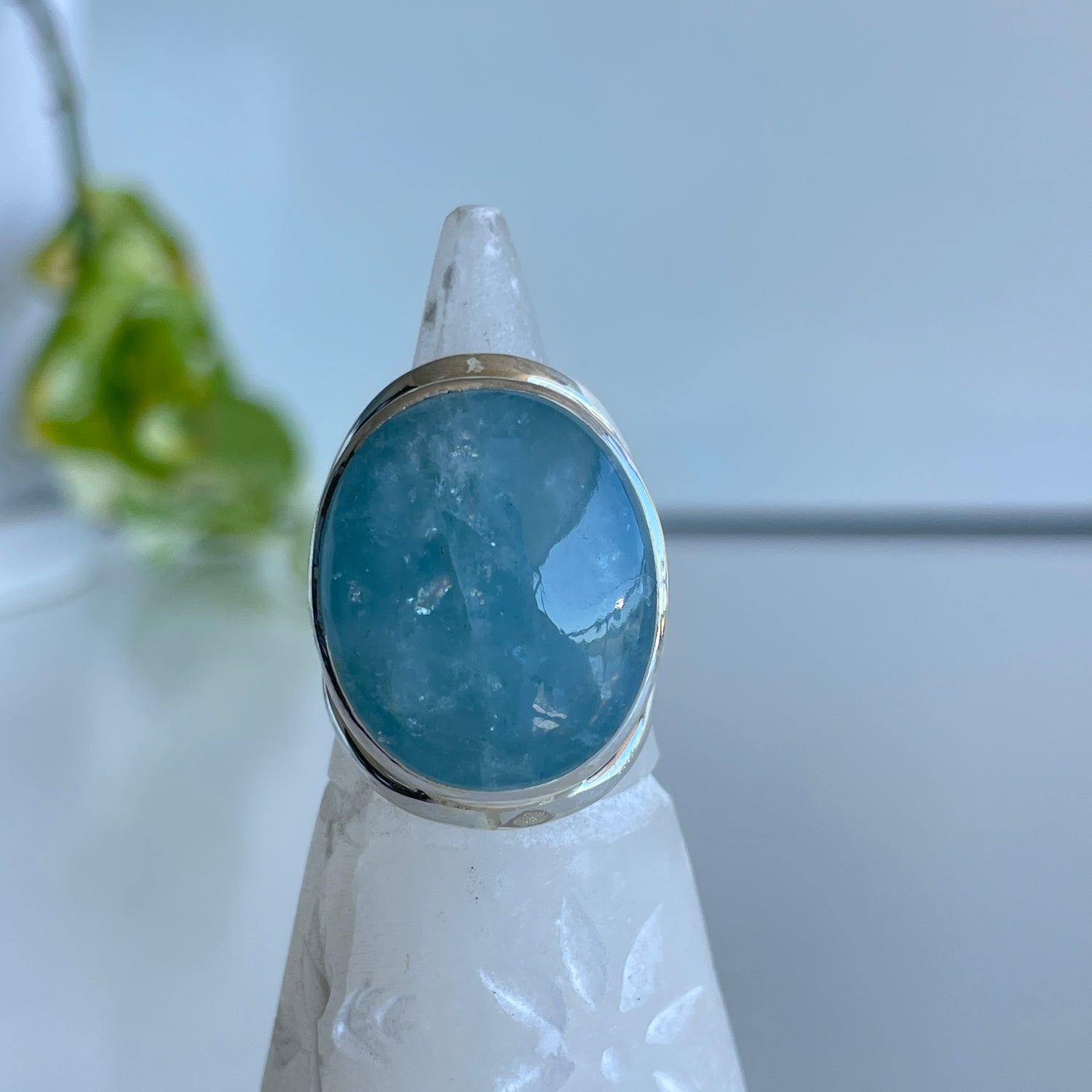 Aquamarine Oval Ring Sz7