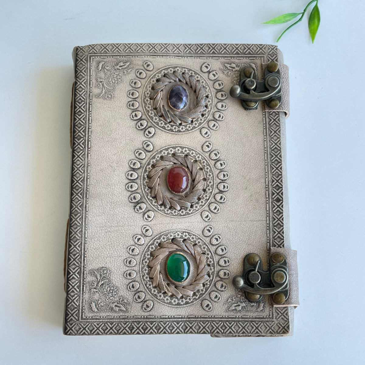Leather Book 2 Buckles 3 Crystal Mini Light