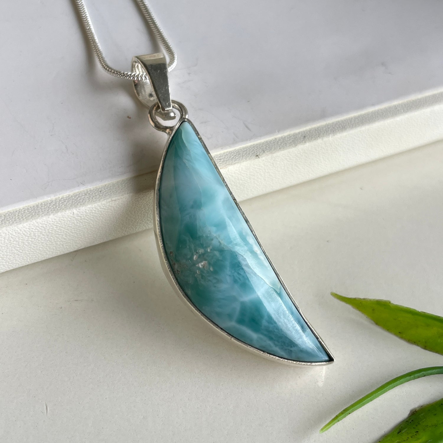 Larimar Moon Pendant