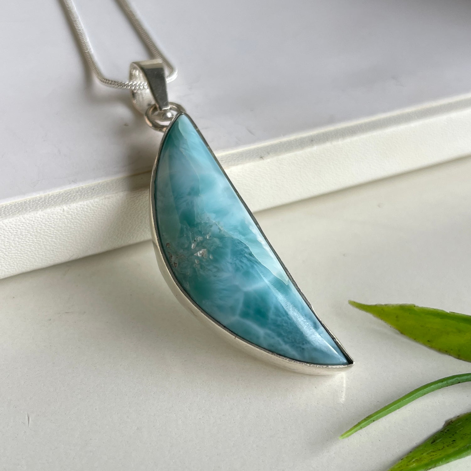 Larimar Moon Pendant