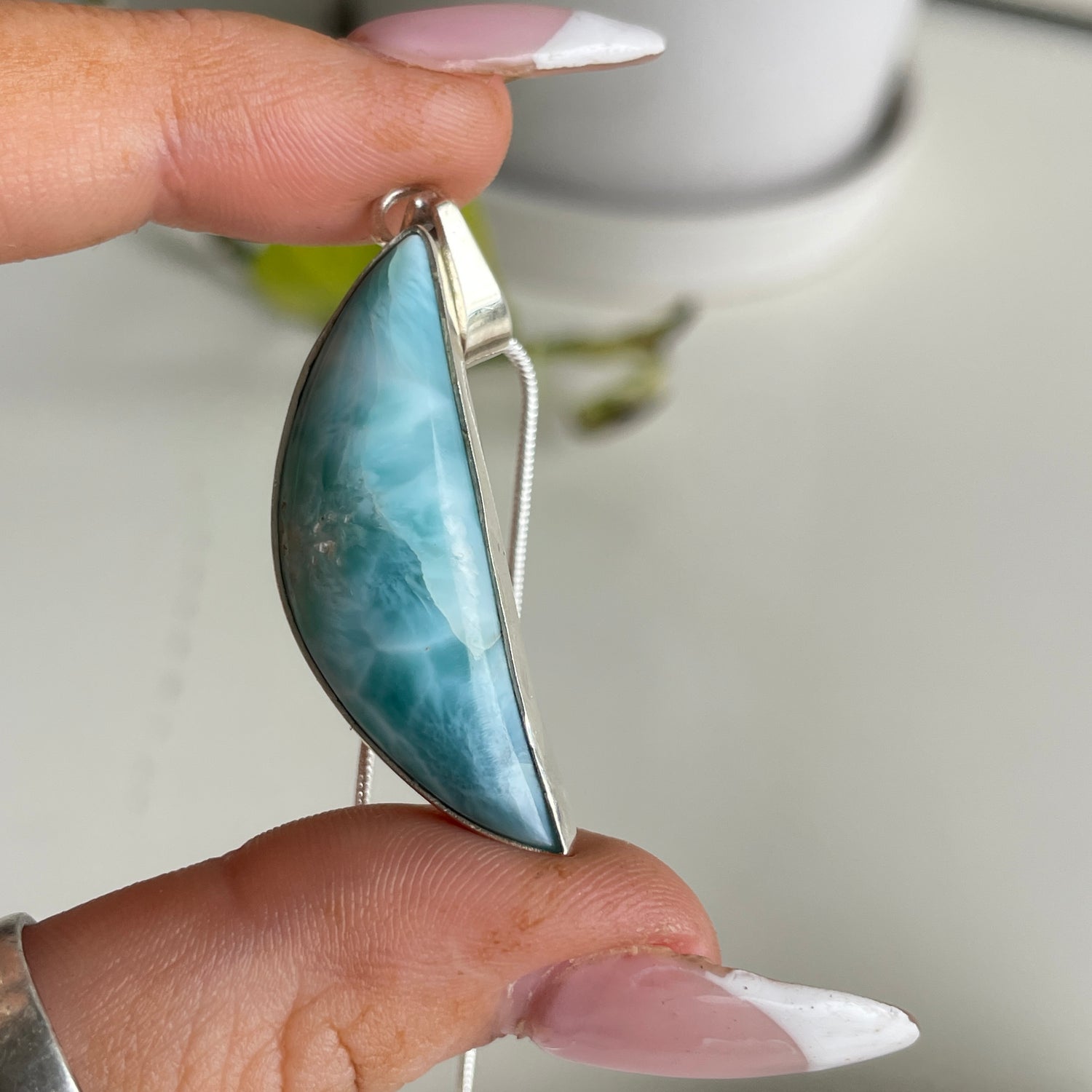 Larimar Moon Pendant