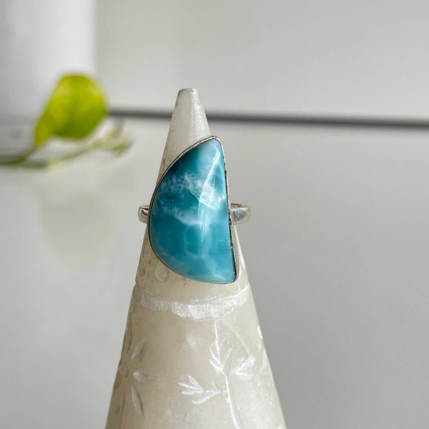 Larimar Moon Ring Sz6.5