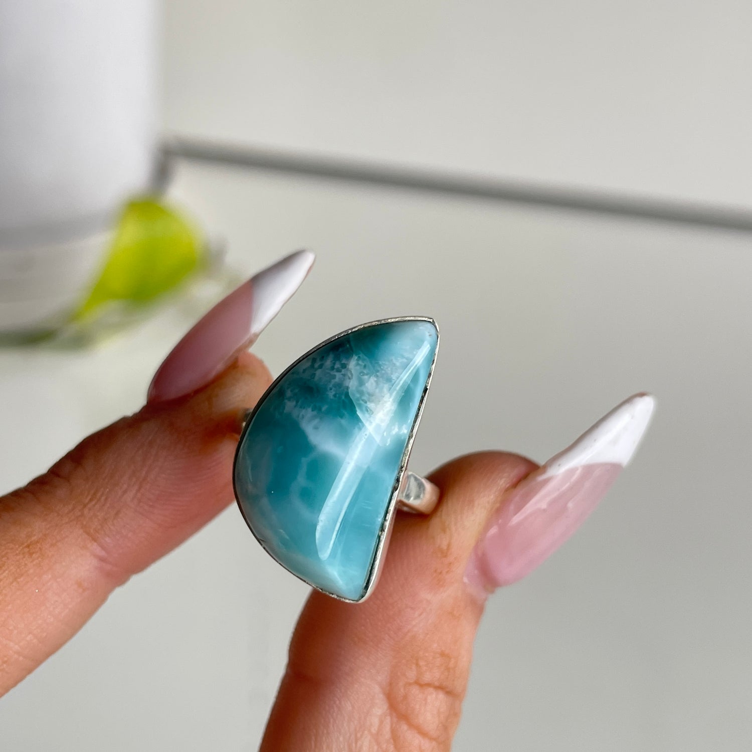 Larimar Moon Ring Sz6.5