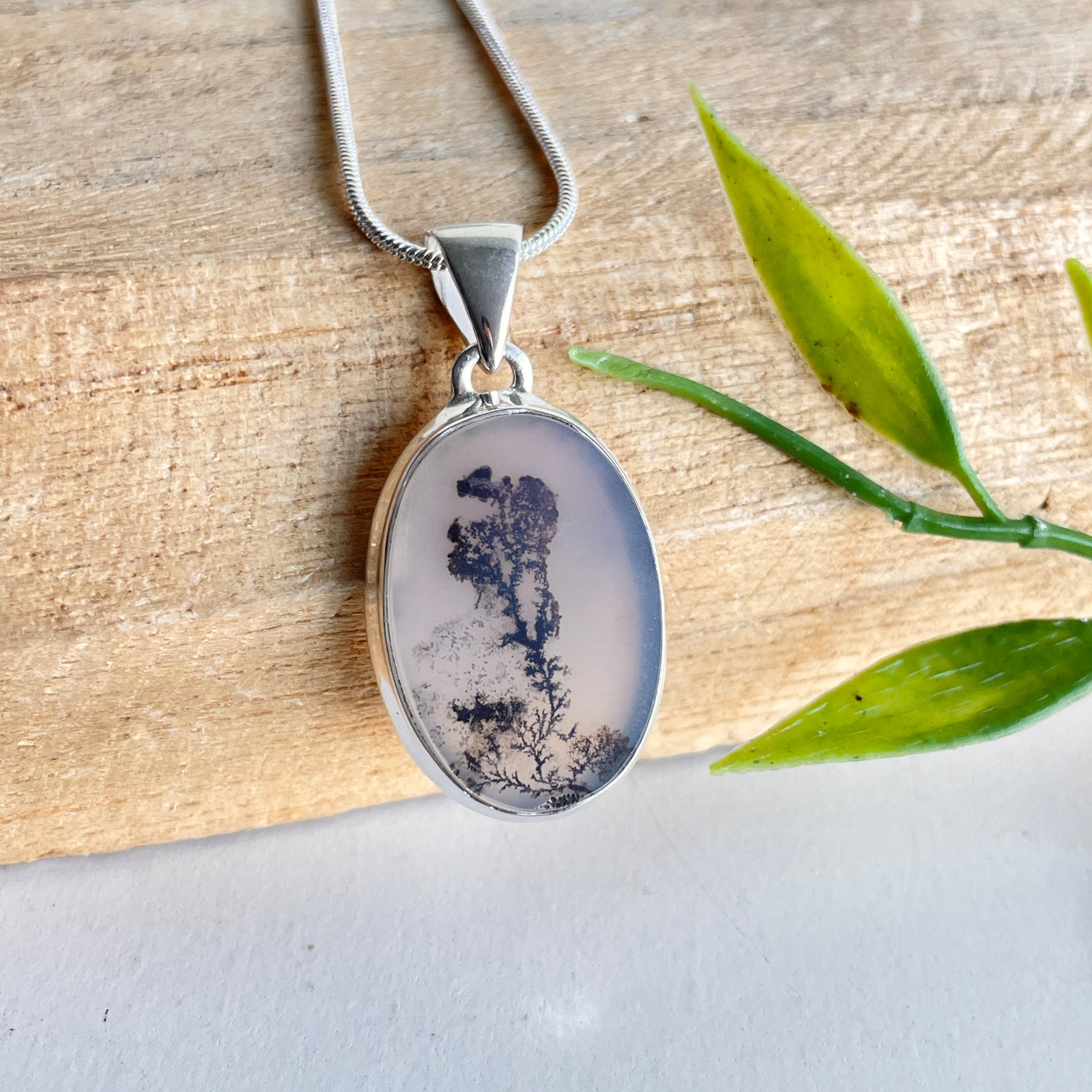 Dendritic Agate Oval Pendant