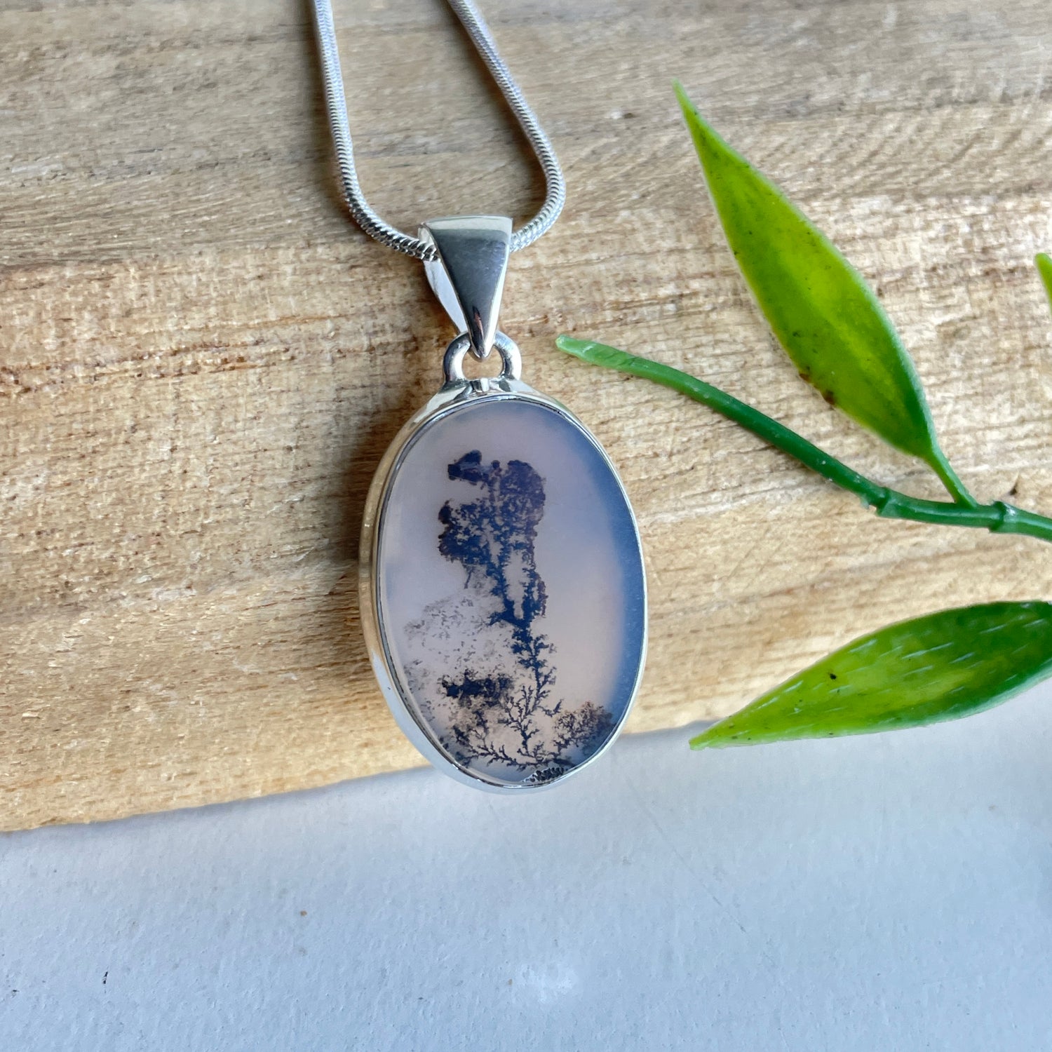 Dendritic Agate Oval Pendant