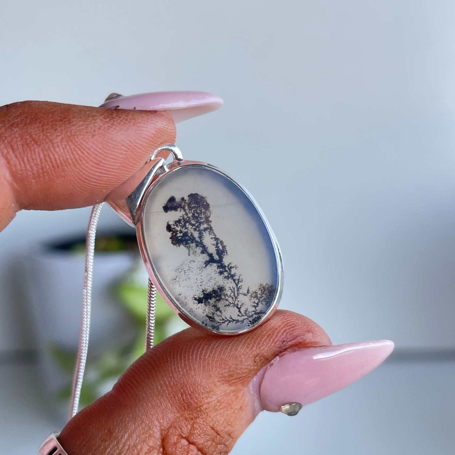 Dendritic Agate Oval Pendant