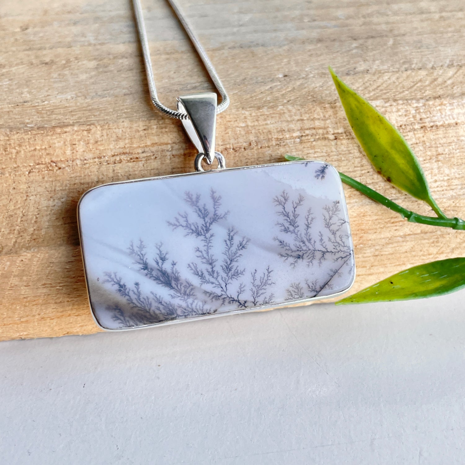 Dendritic Agate Rectangle Pendant