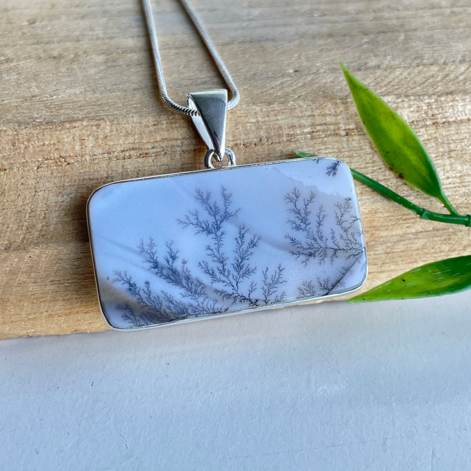 Dendritic Agate Rectangle Pendant