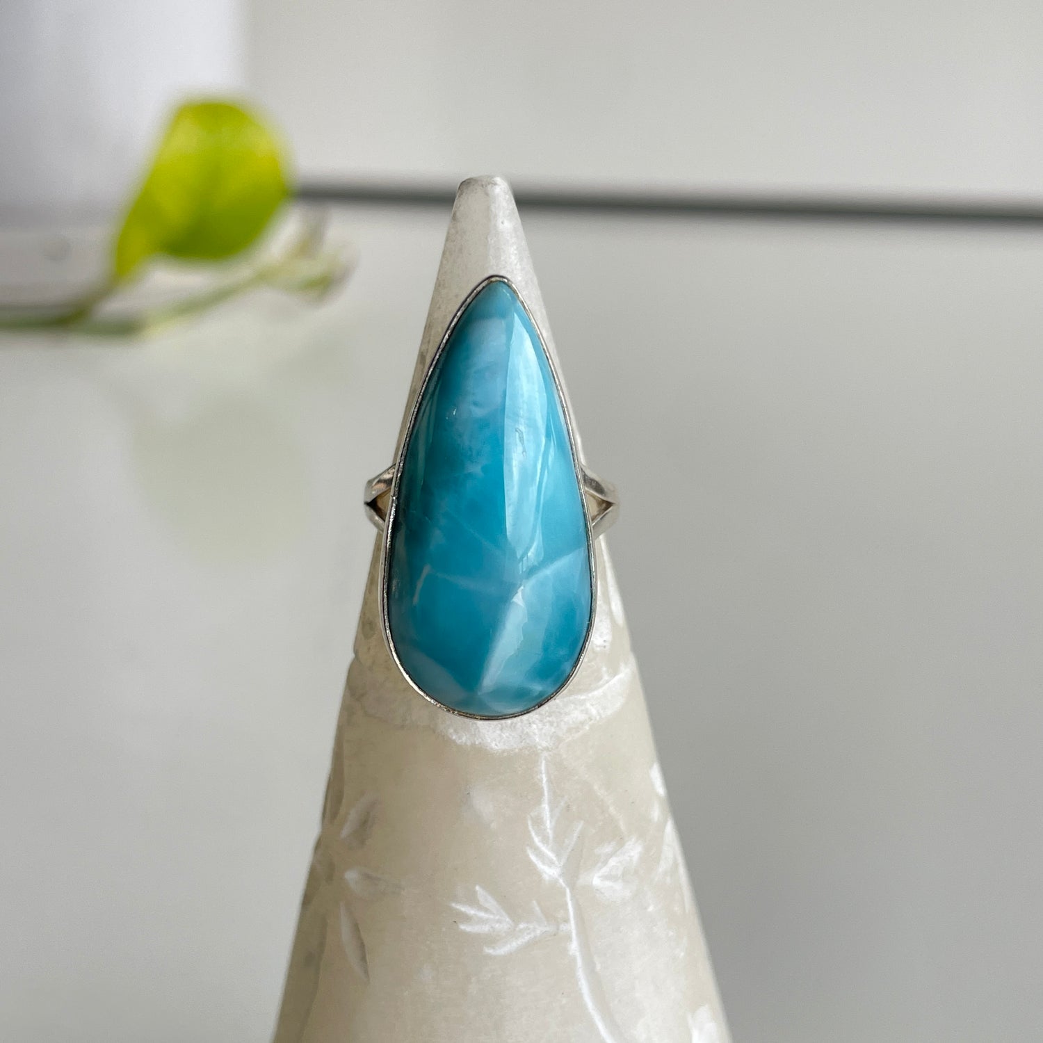 Larimar Teardrop Ring Sz6