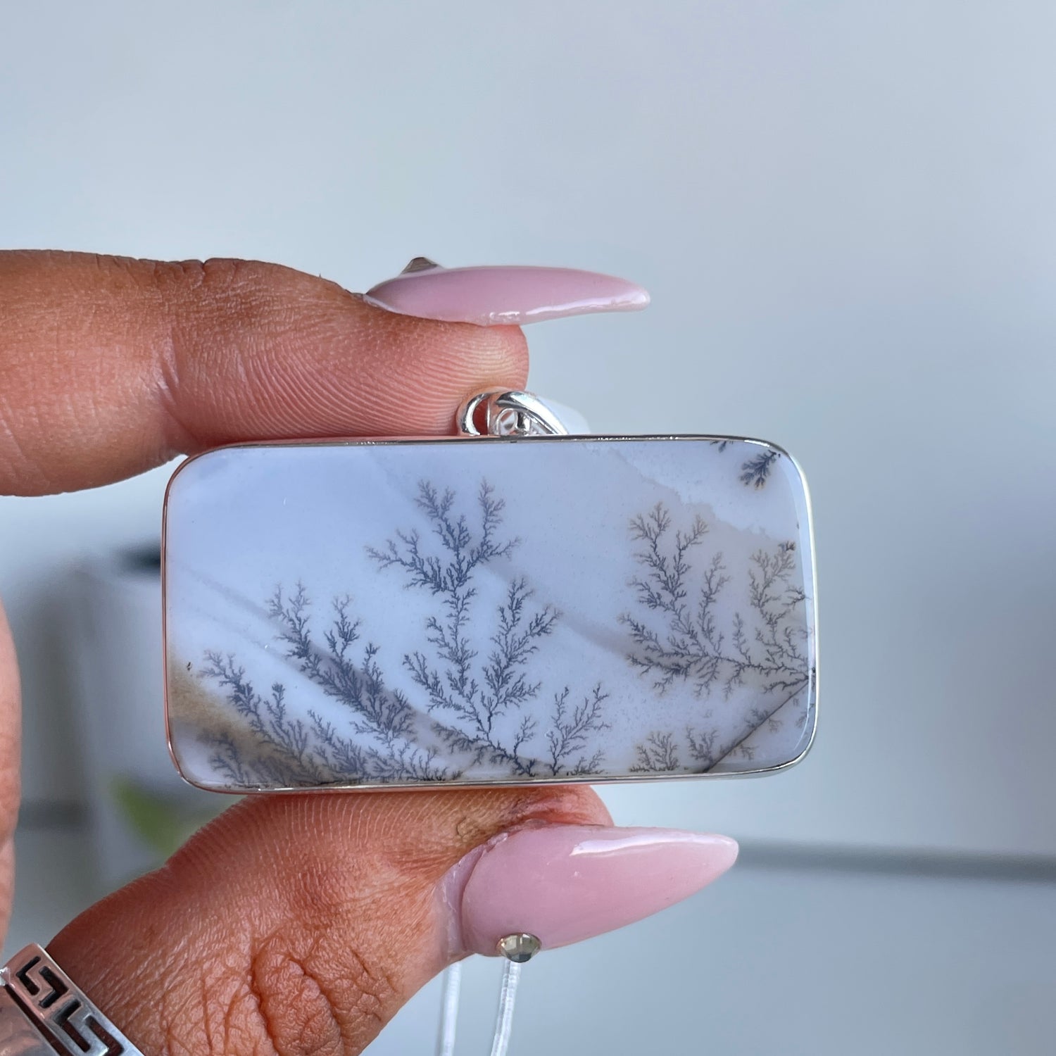 Dendritic Agate Rectangle Pendant
