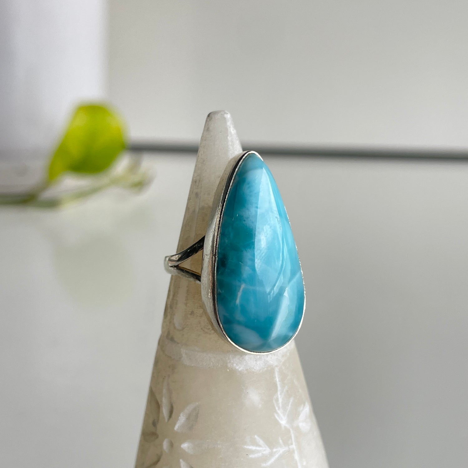 Larimar Teardrop Ring Sz6