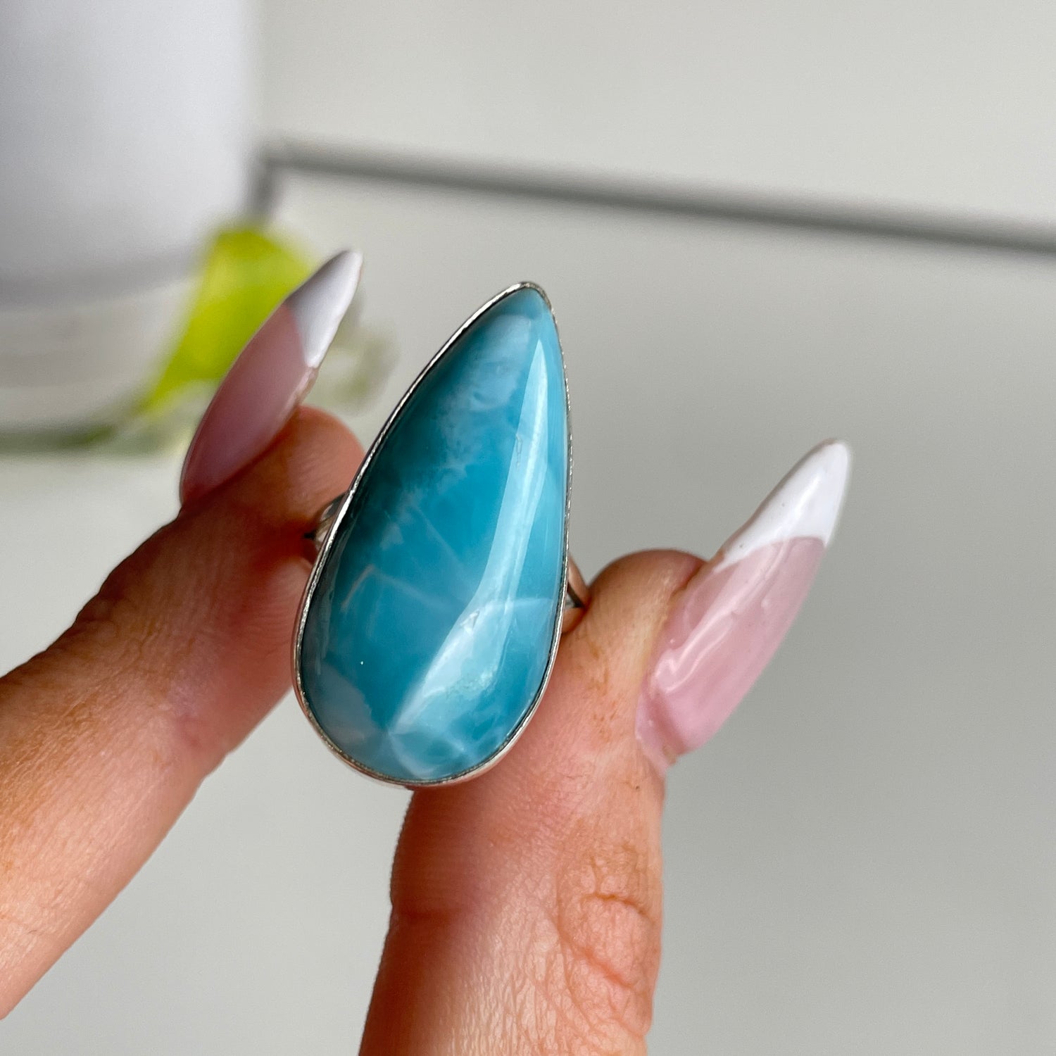 Larimar Teardrop Ring Sz6
