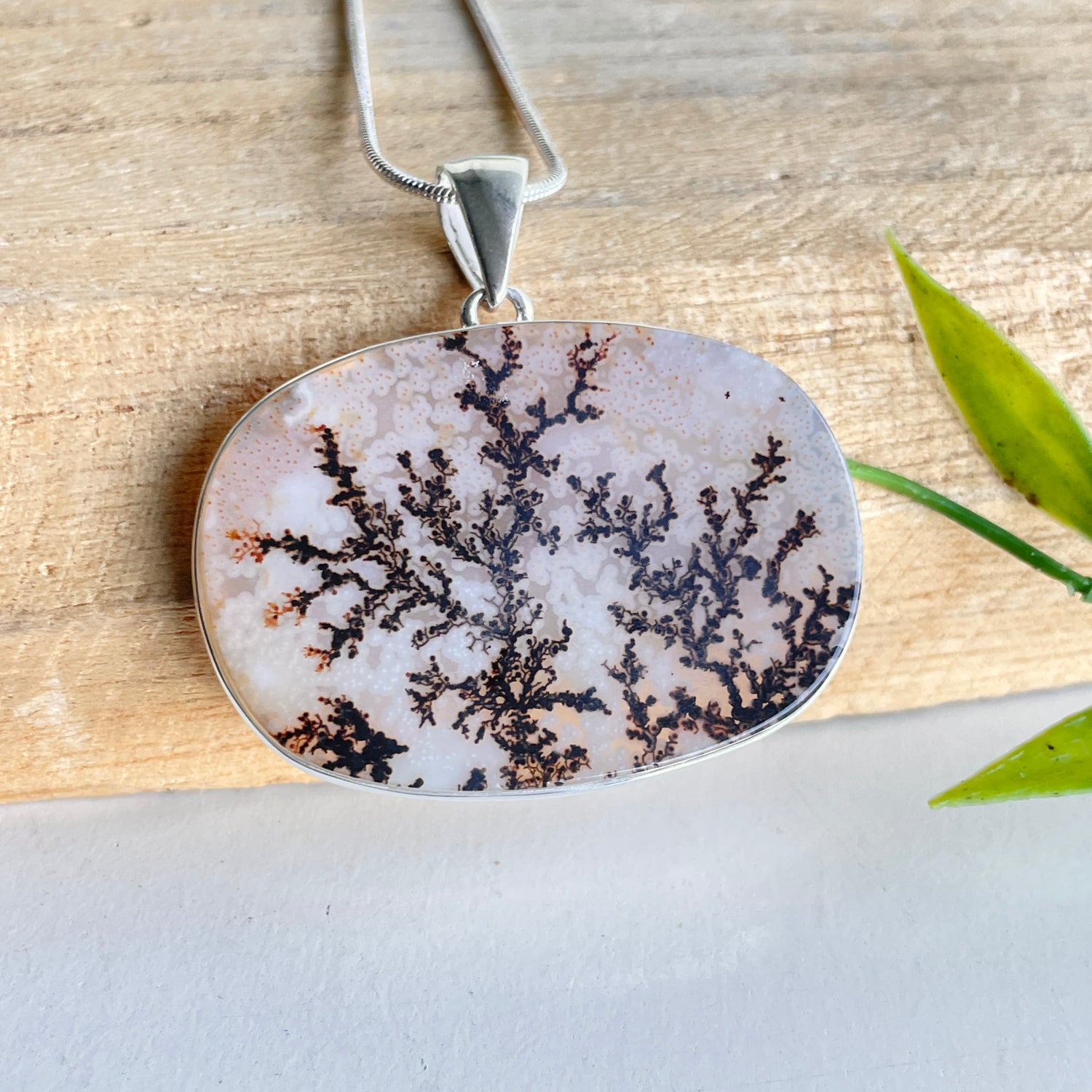 Dendritic Agate Oval Pendant