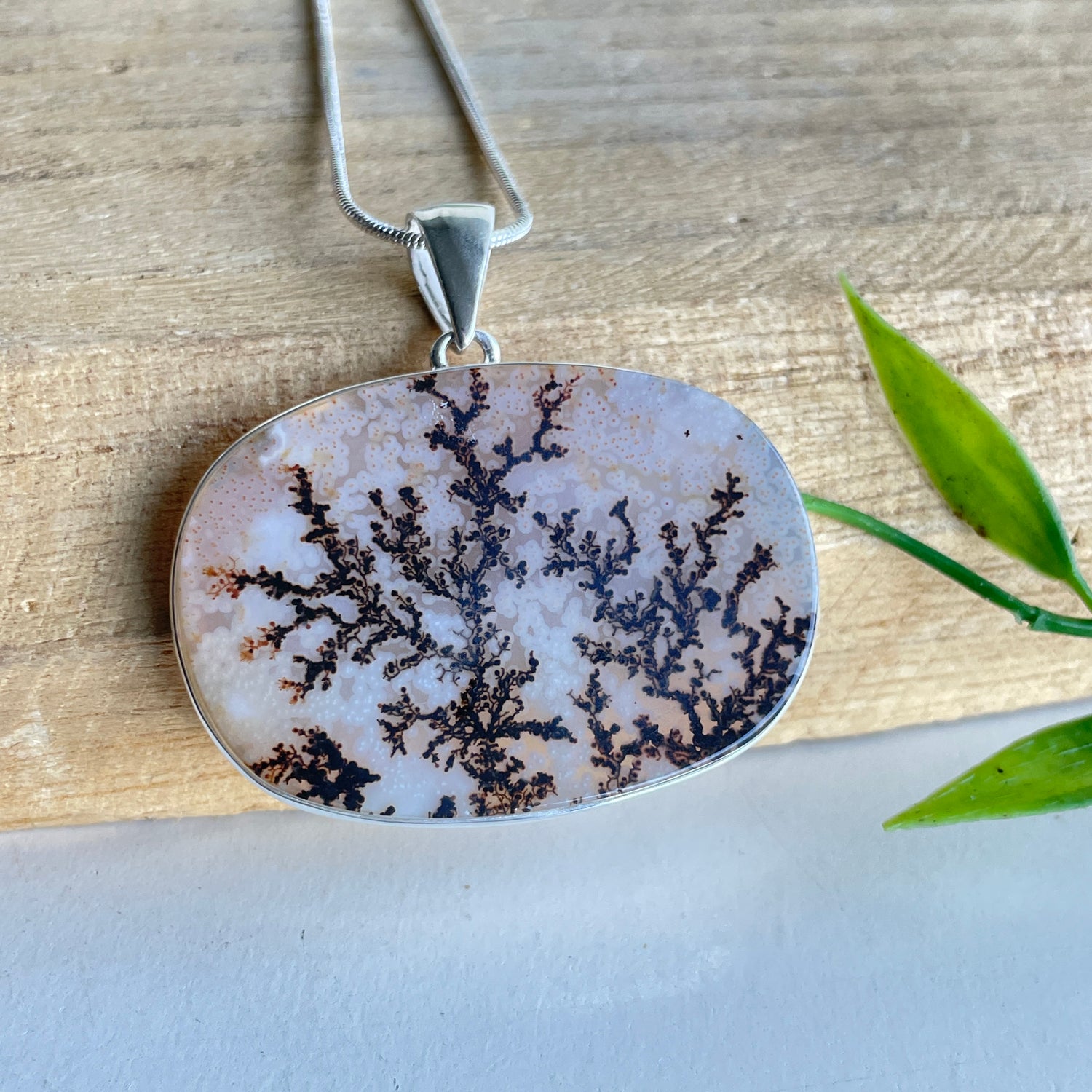 Dendritic Agate Oval Pendant