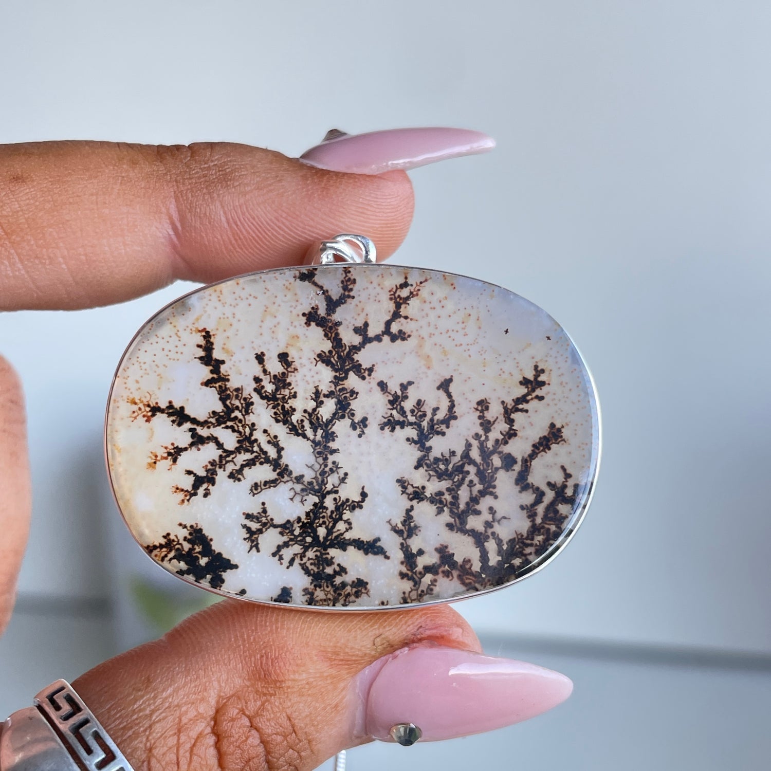 Dendritic Agate Oval Pendant