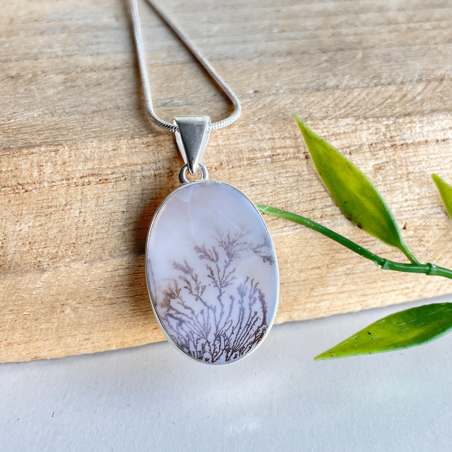 Dendritic Agate Oval Pendant