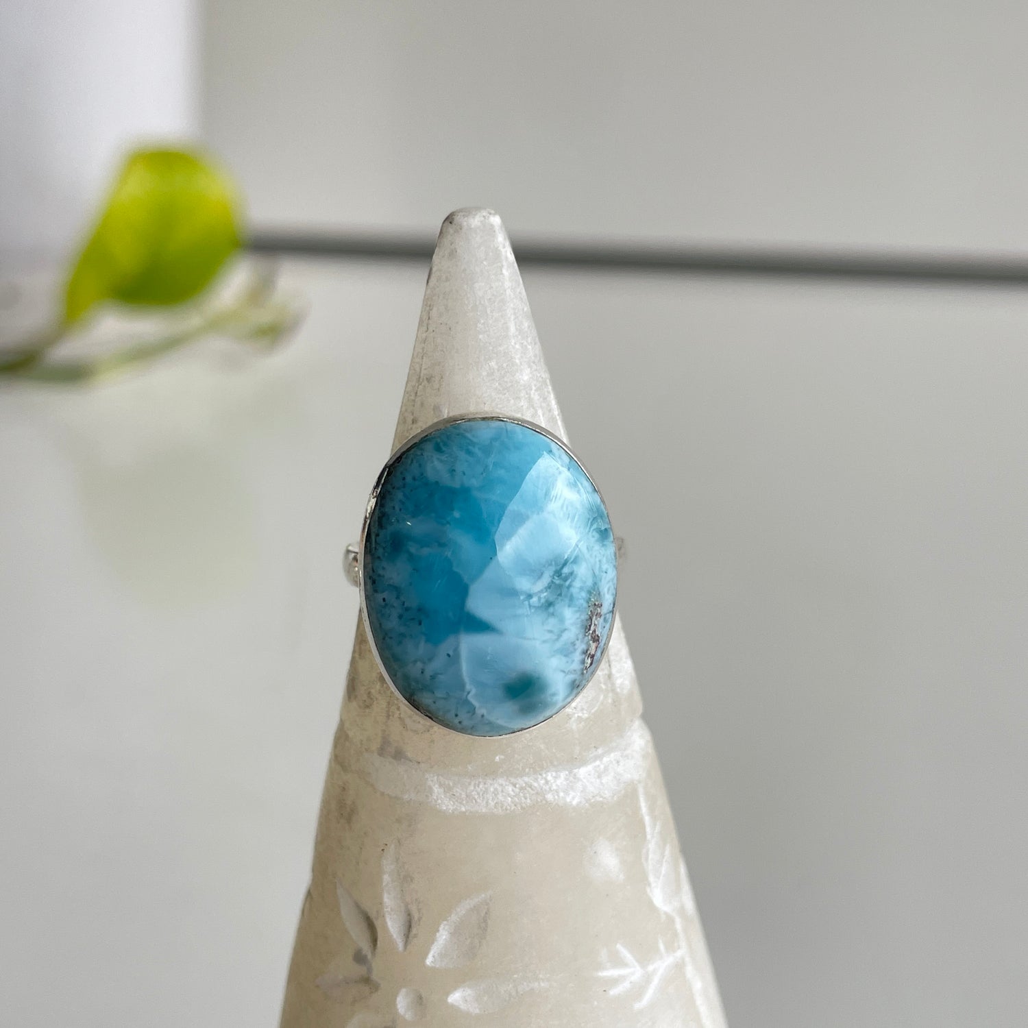 Larimar Teardrop Ring Sz6