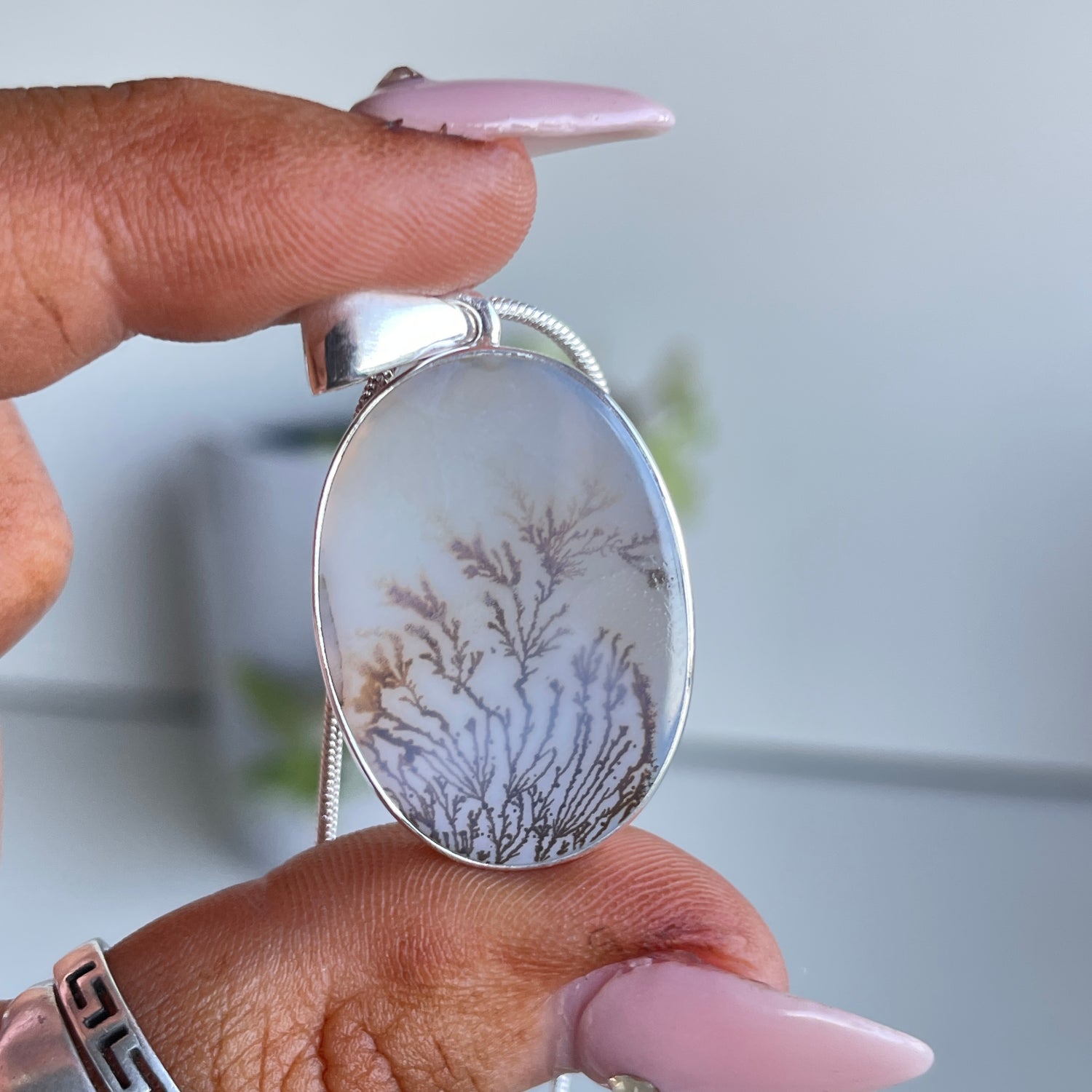 Dendritic Agate Oval Pendant