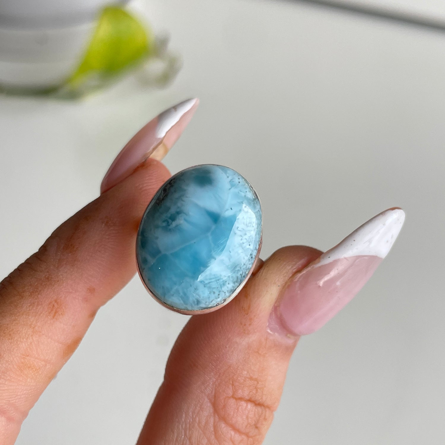Larimar Teardrop Ring Sz6