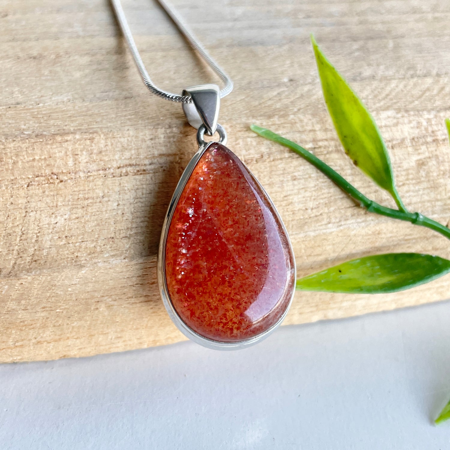 Sunstone Teardrop Pendant
