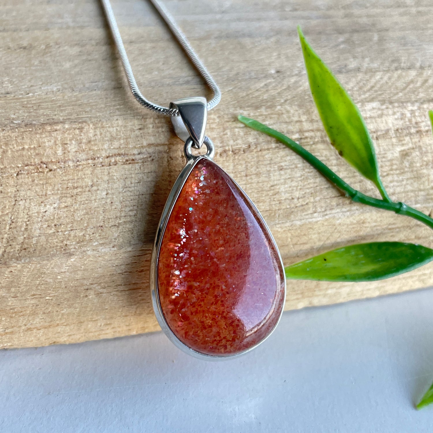 Sunstone Teardrop Pendant