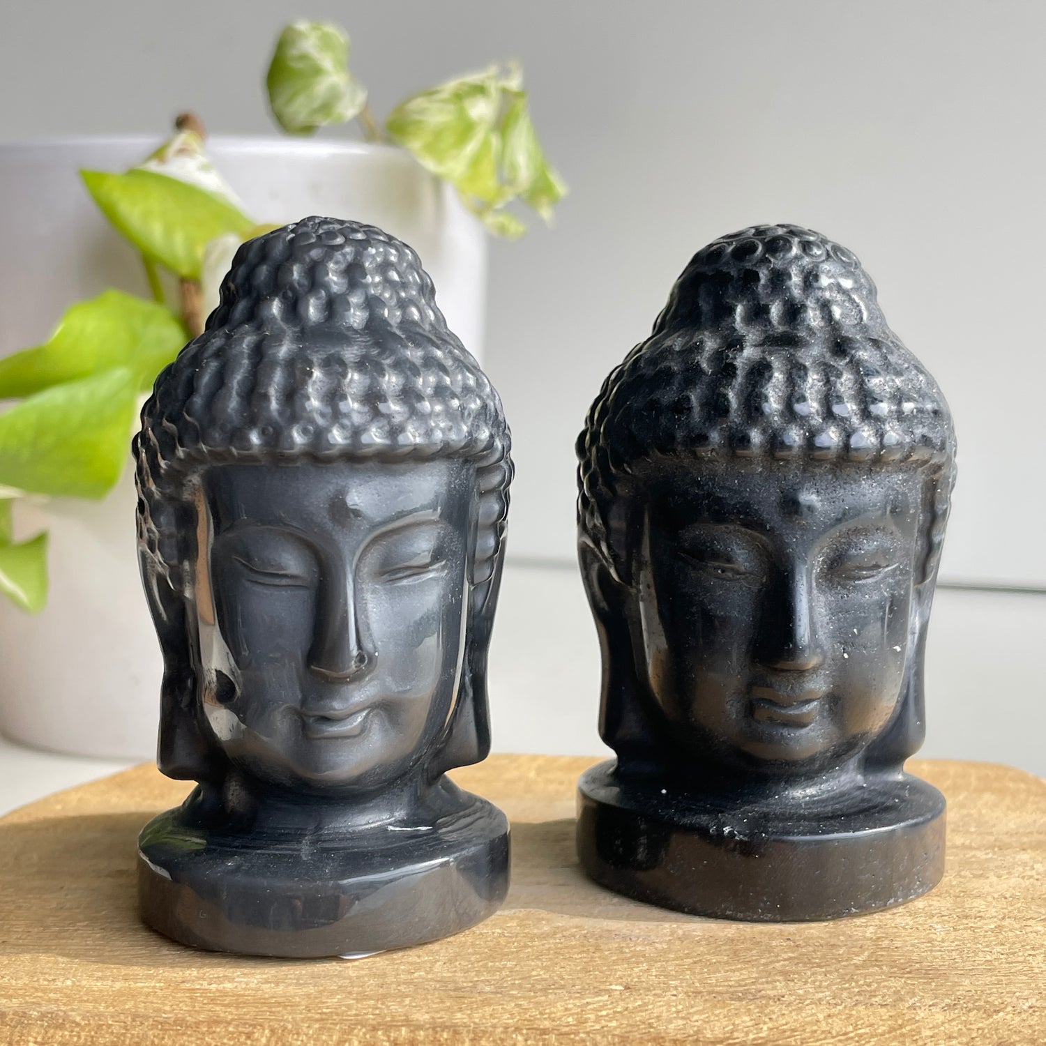 Black Obsidian Buddha Head