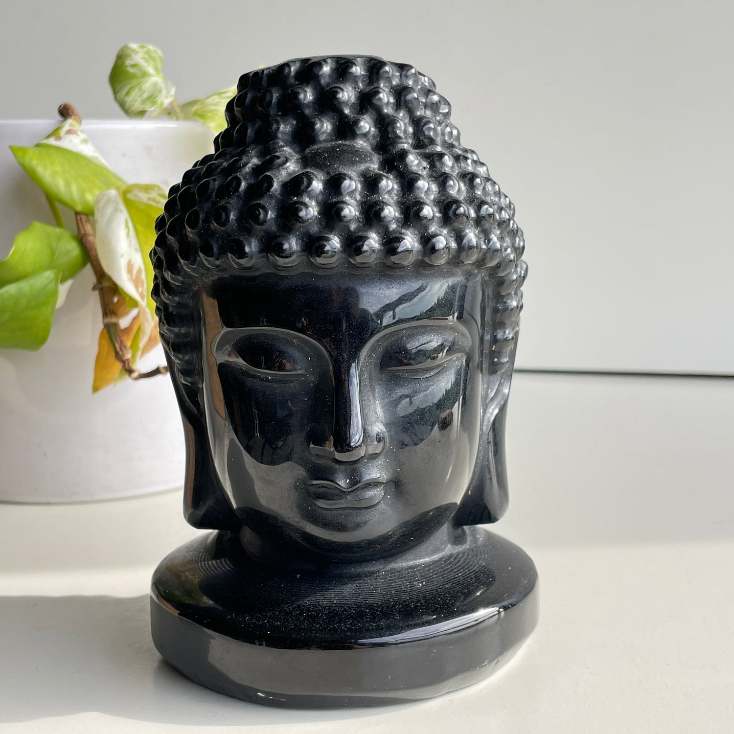 Black Obsidian Buddha Head - CHIPPED