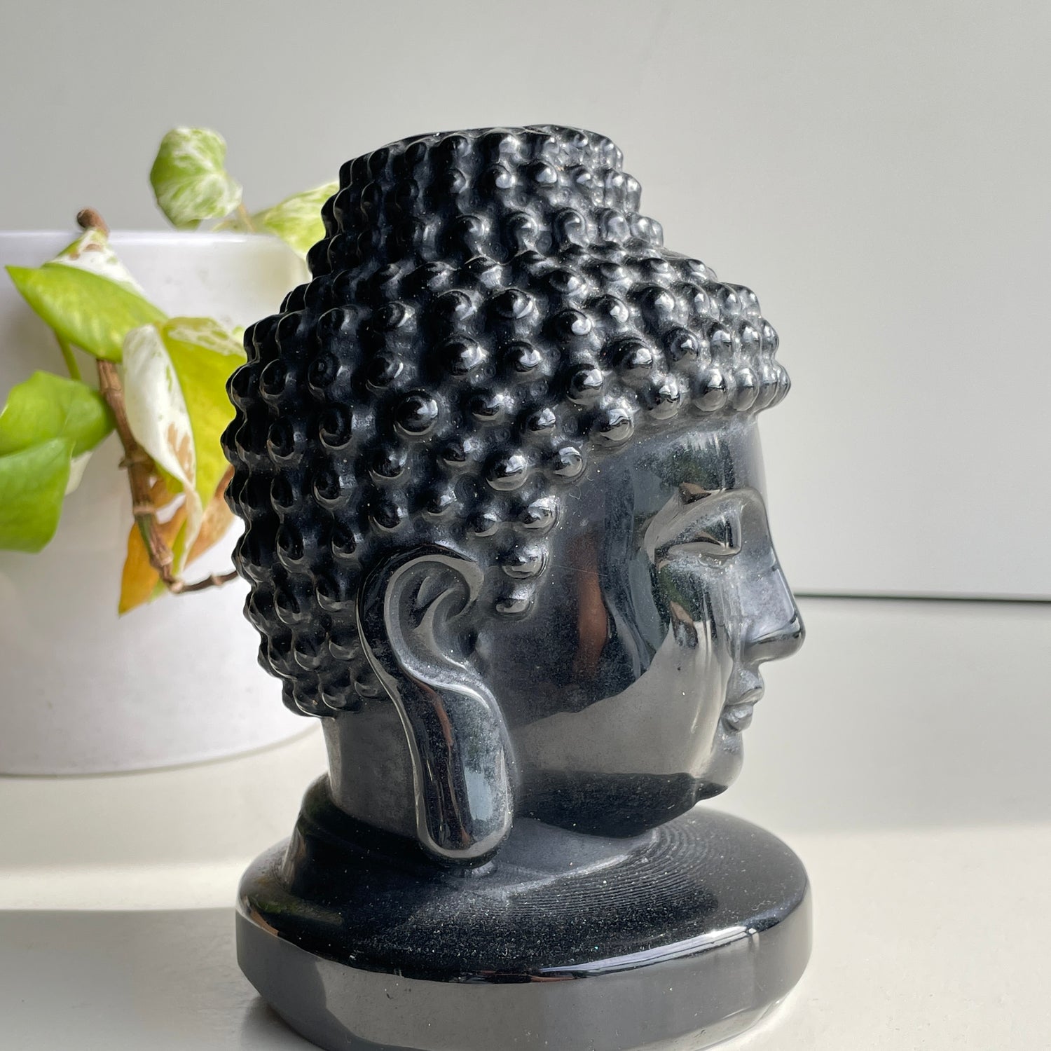 Black Obsidian Buddha Head - CHIPPED