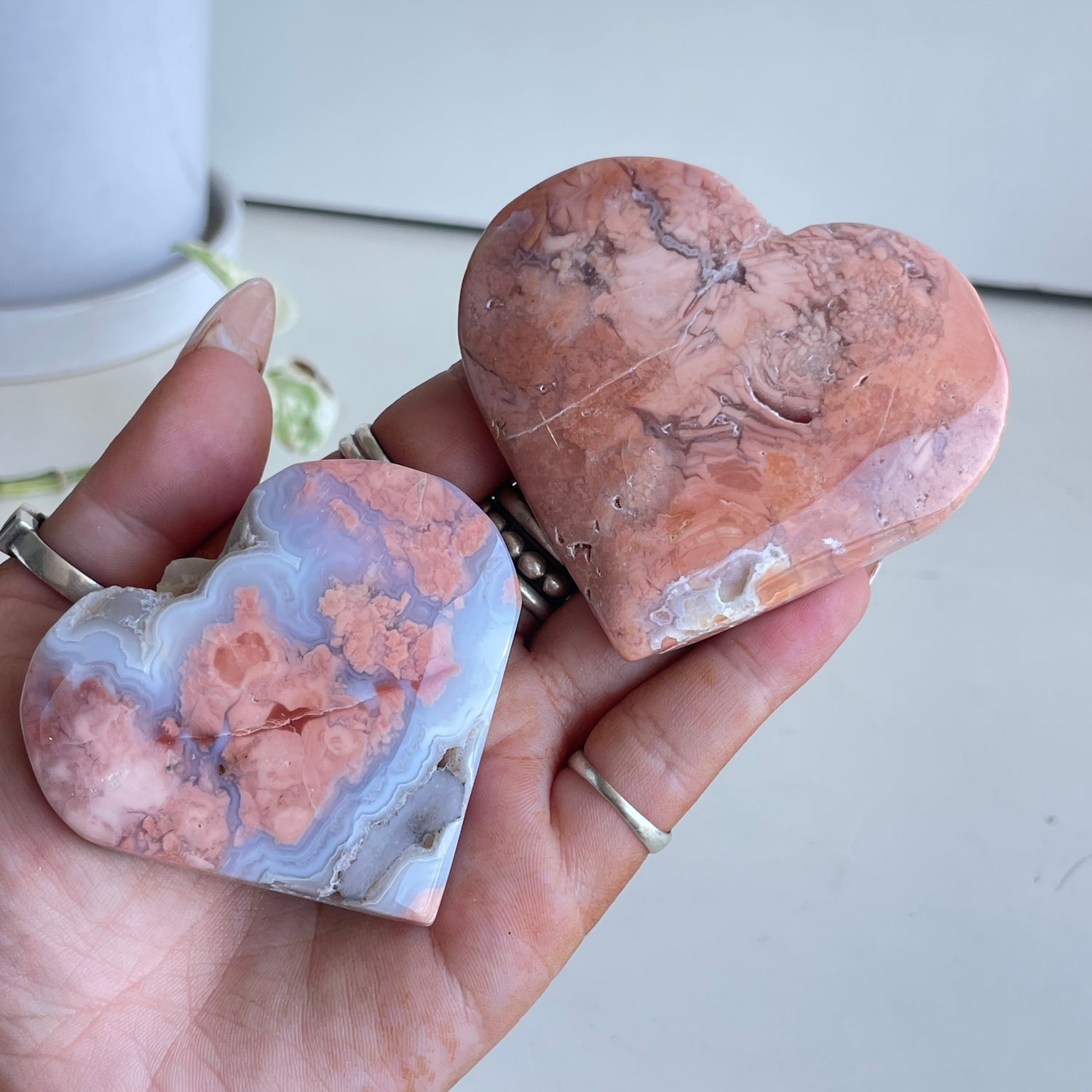 Pink Agate Heart Small