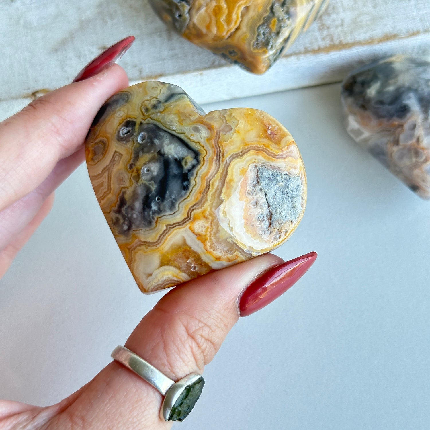 Crazy Lace Agate Heart Medium