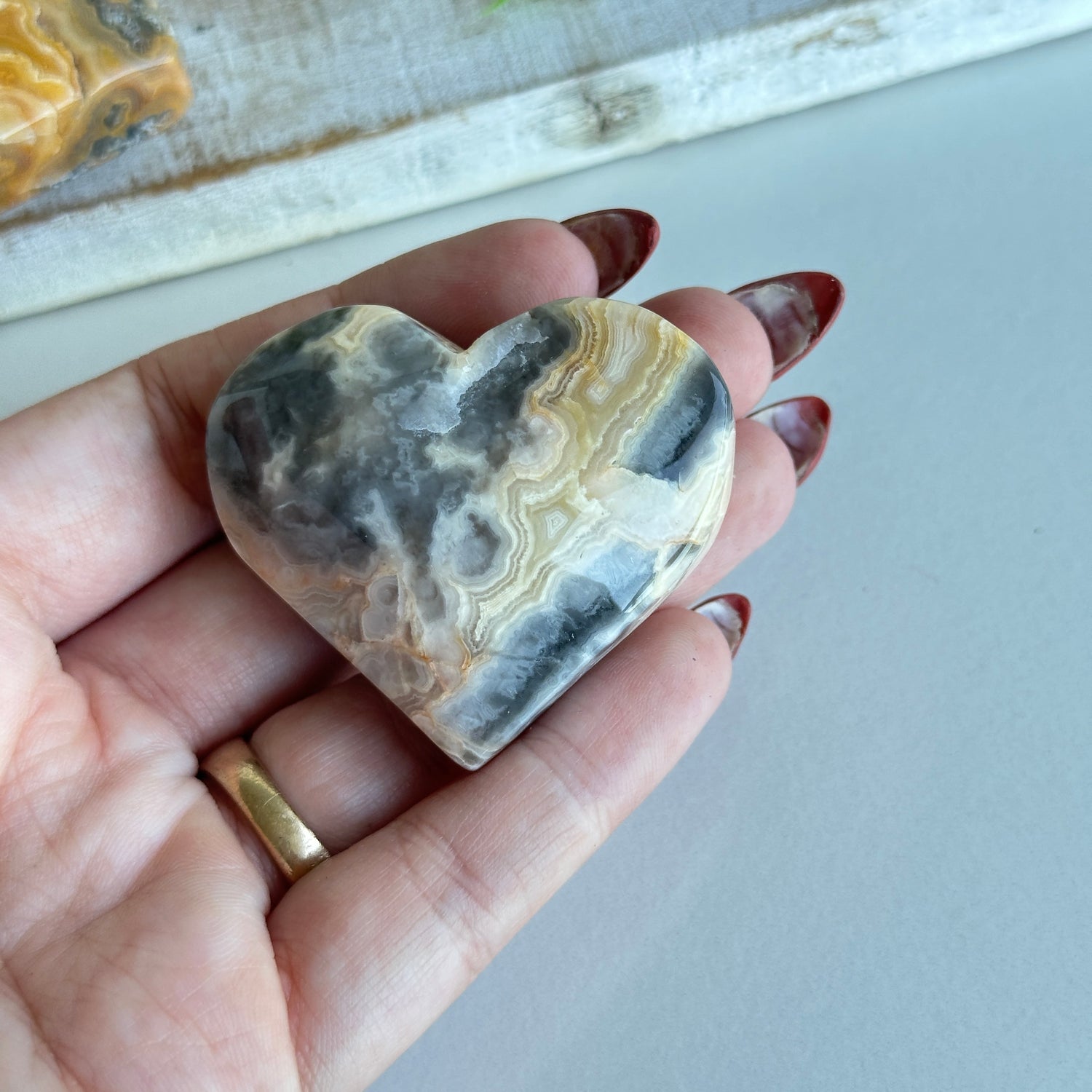 Crazy Lace Agate Heart Medium
