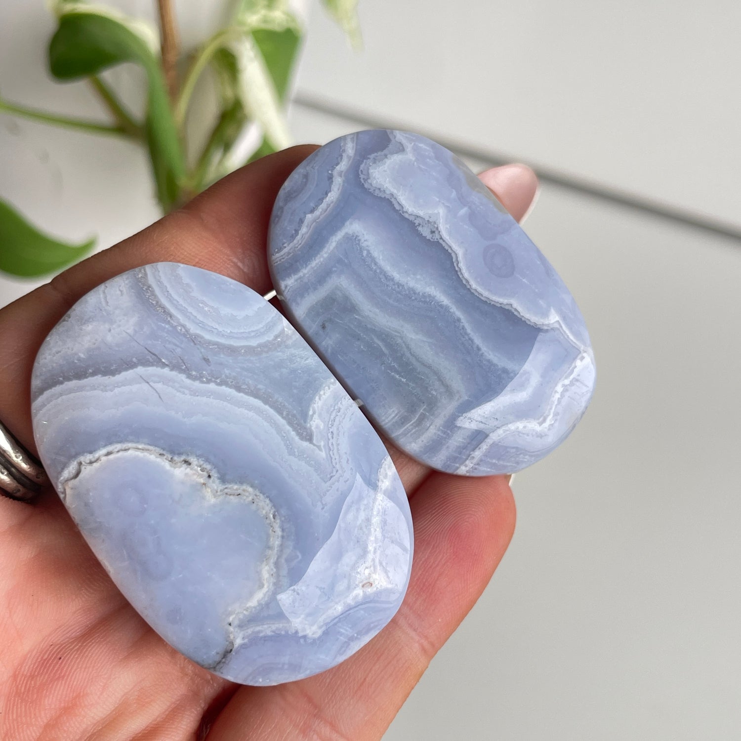 Blue Lace Agate Palmstone Sml