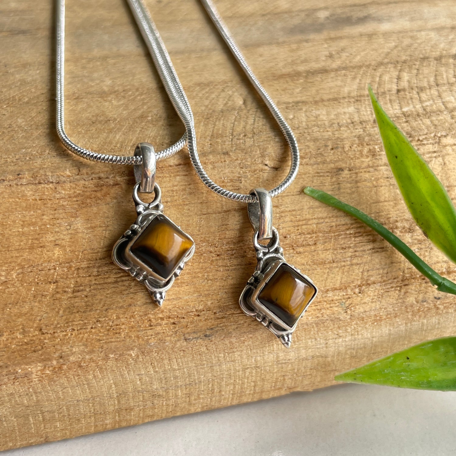 Tigers Eye Diamond Pendant