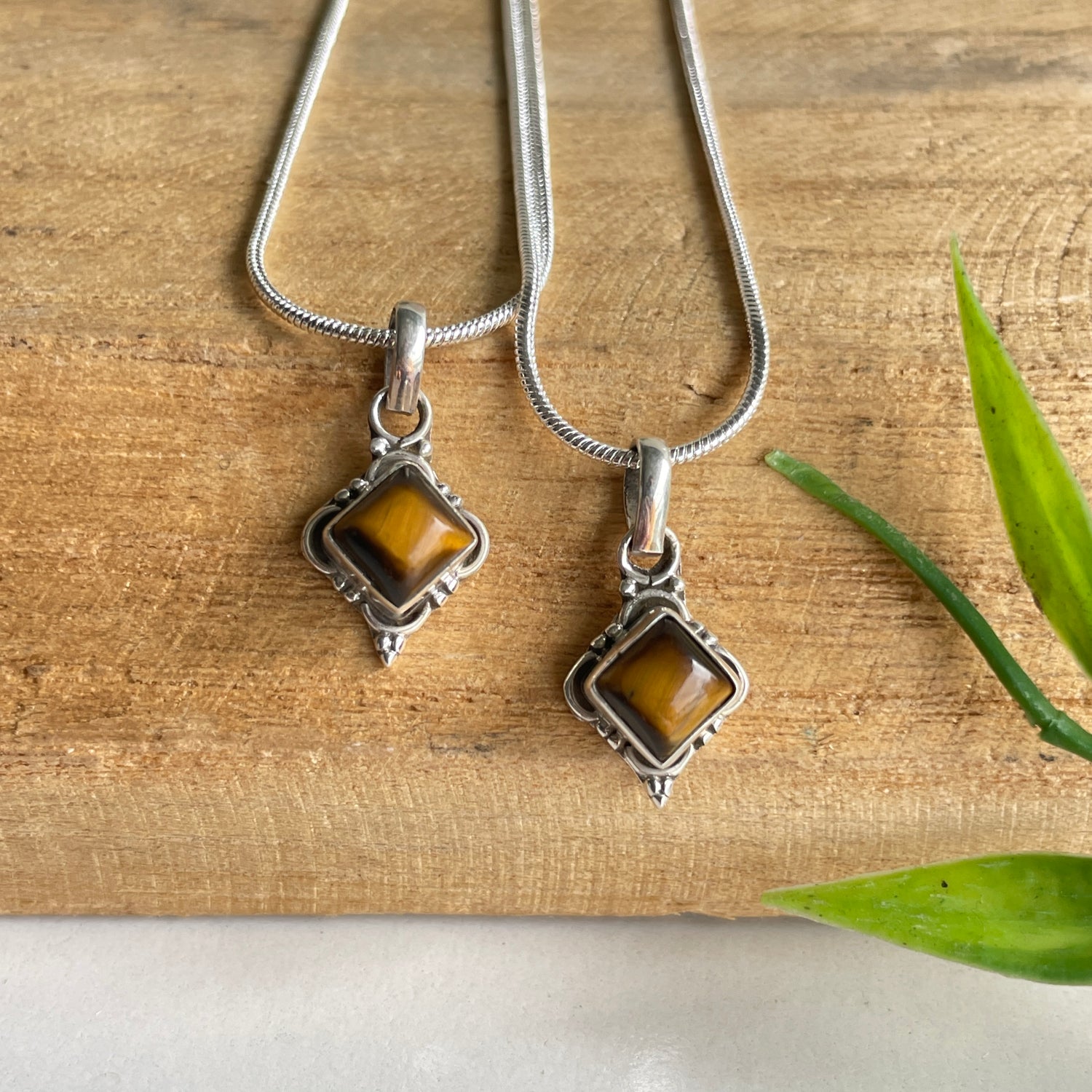 Tigers Eye Diamond Pendant
