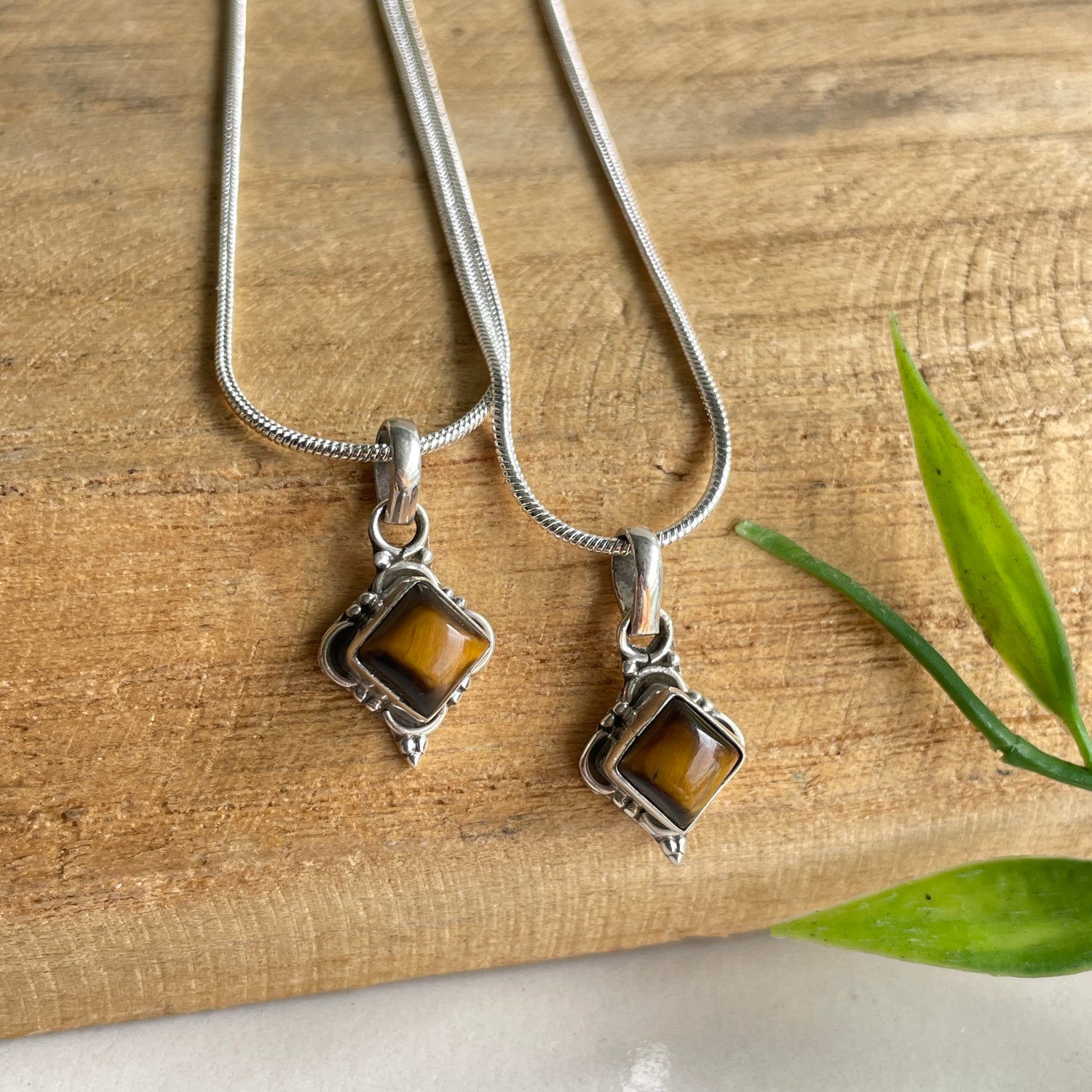 Tigers Eye Diamond Pendant