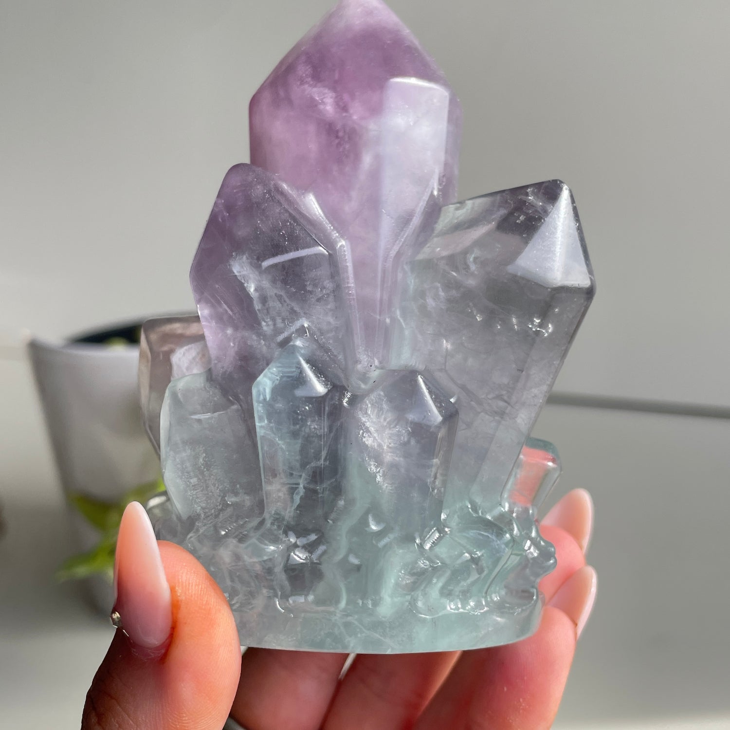Fluorite Cluster Carving 10.3cm